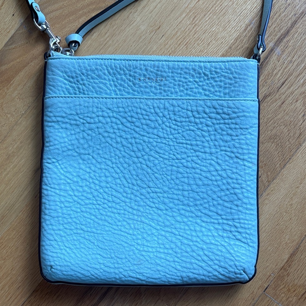 Light Blue Leather Crossbody Bag